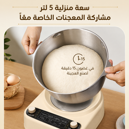 عجانة 5 لتر، خلاط كهربائي، ستانلس ستيل، عجن بدرجة حرارة